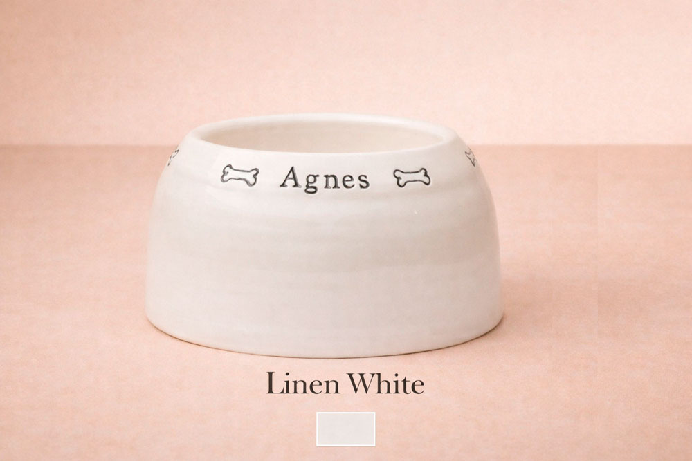 Personalised Ear-Free Cocker Spaniel Dog Bowl – Handmade Ceramic Bowl