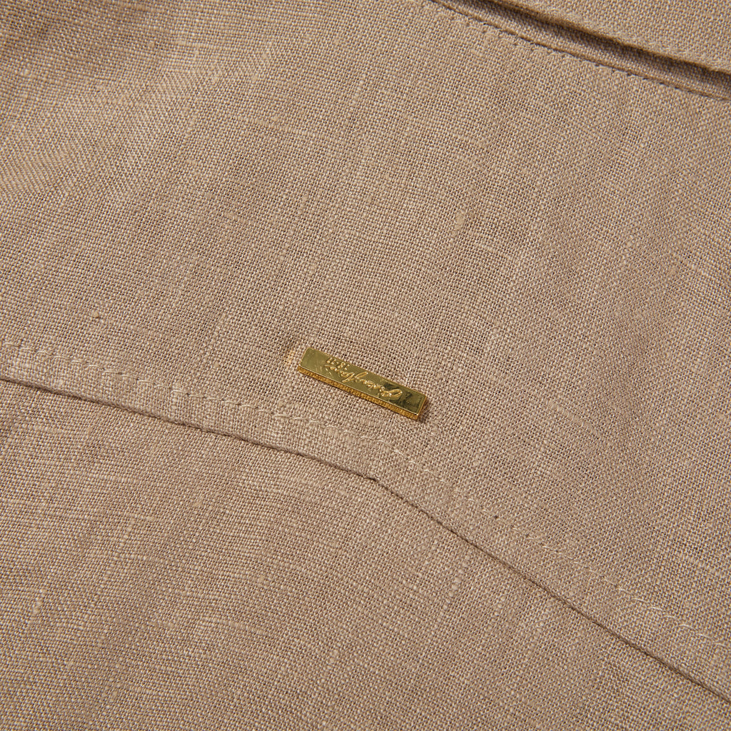 Pure Linen Shirt with Golden Buckle