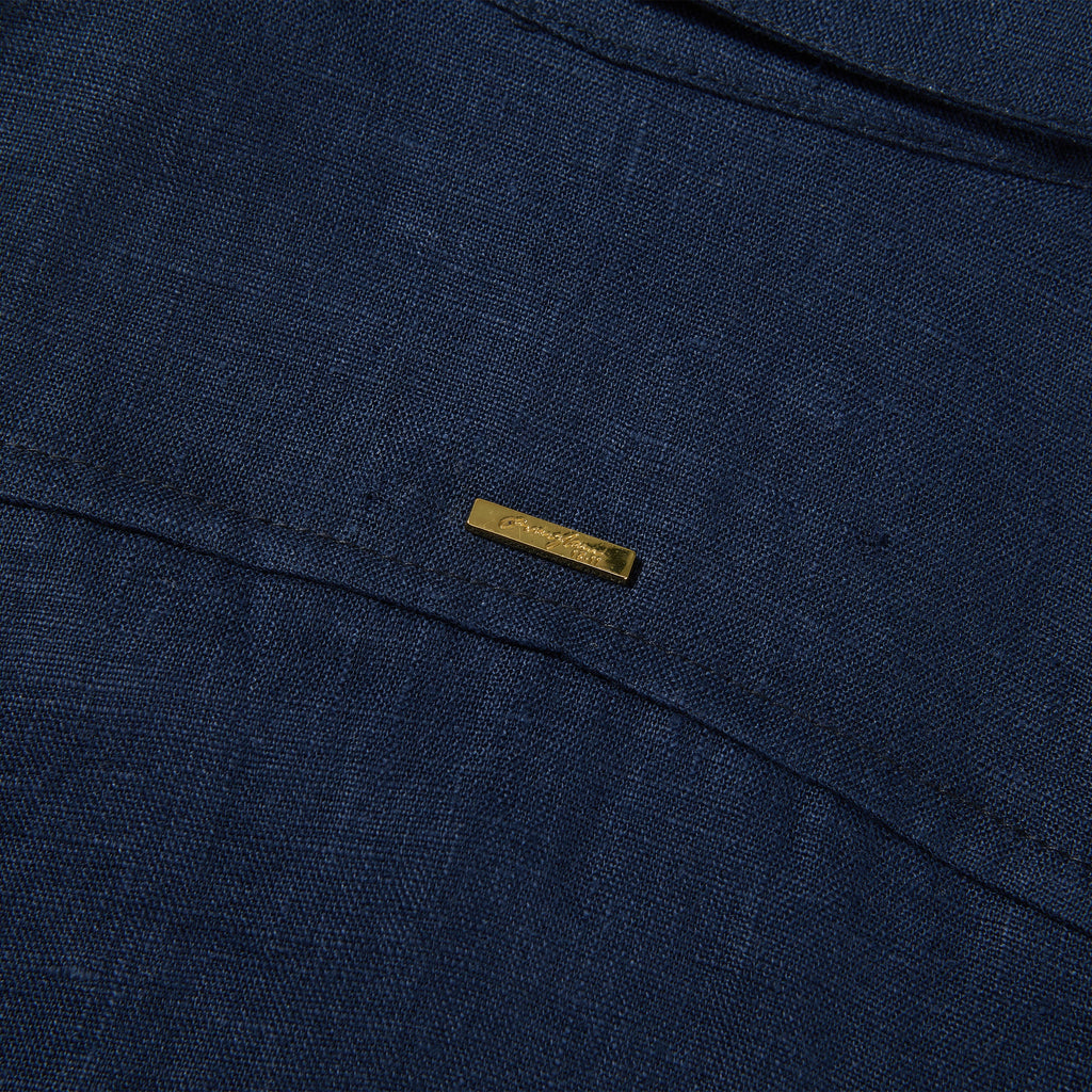 Pure Linen Shirt with Golden Buckle