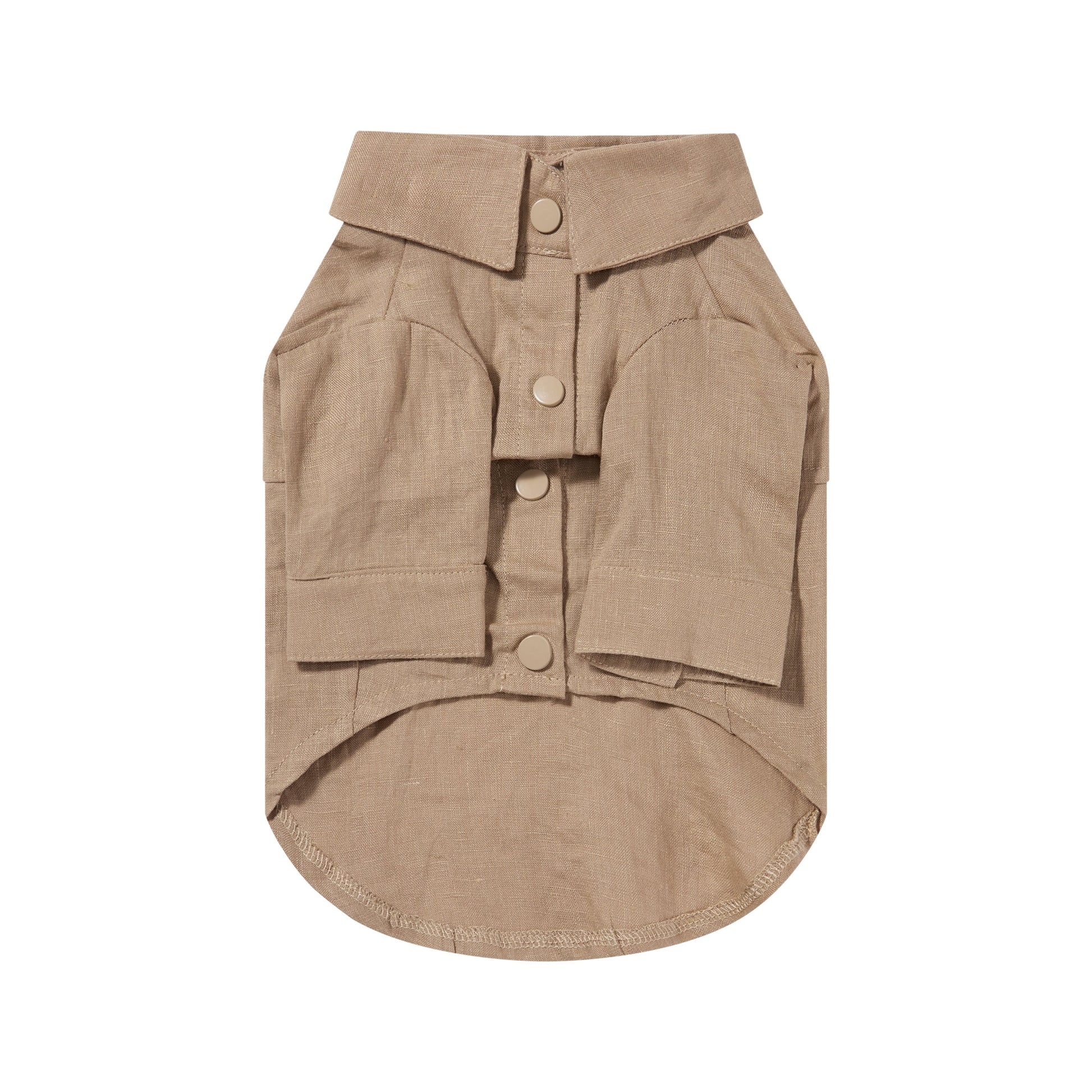 Pure Linen Shirt with Golden Buckle