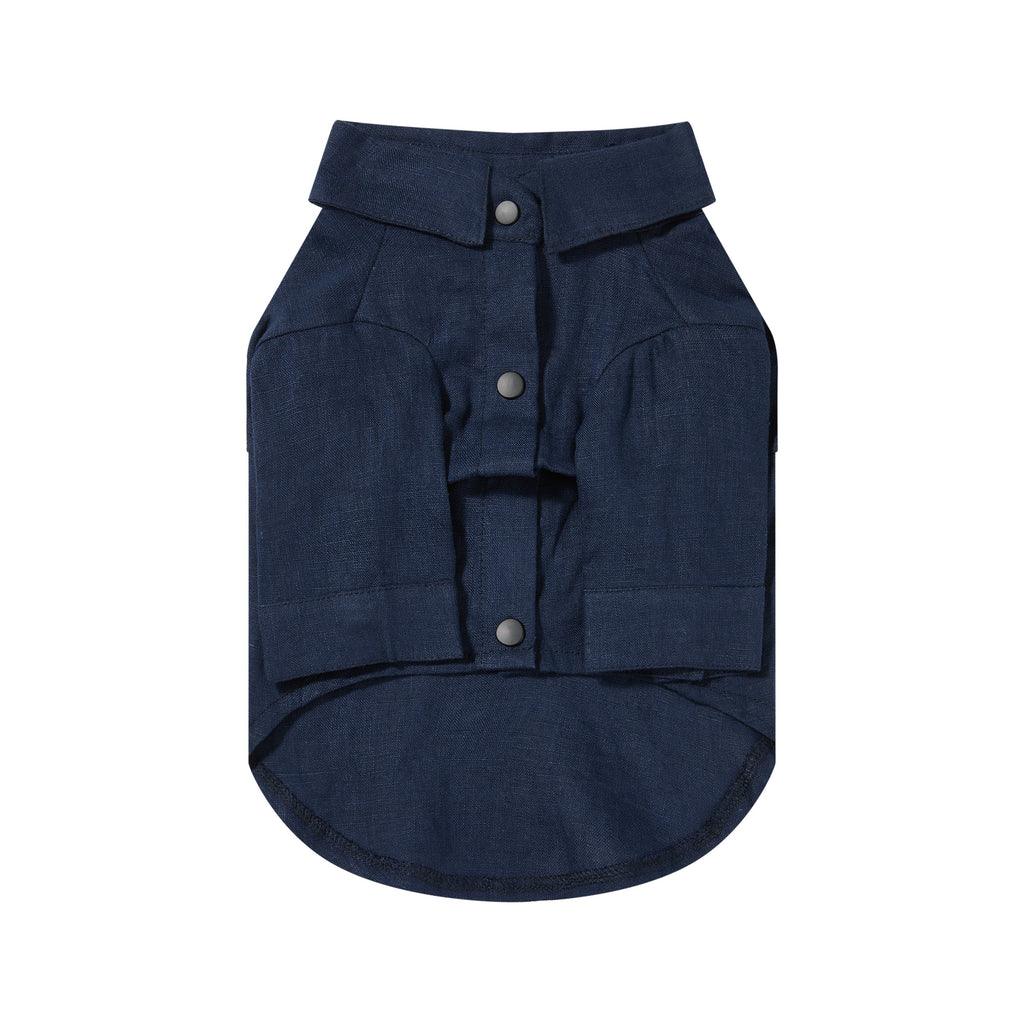 Pure Linen Shirt with Golden Buckle