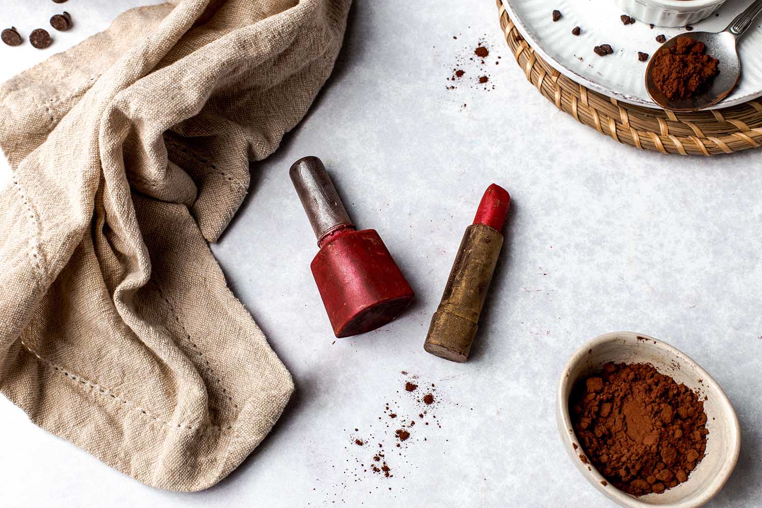 Luxury Chocolate Makeup Gift Set with Lipstick, Nail Varnish, and Mascara