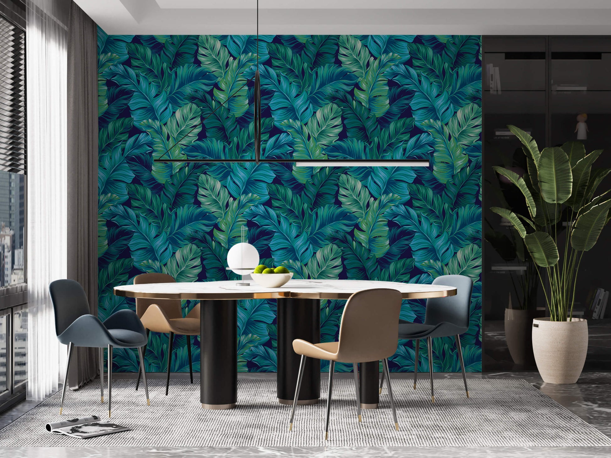 Lobate Tropical Leaf Wallpaper