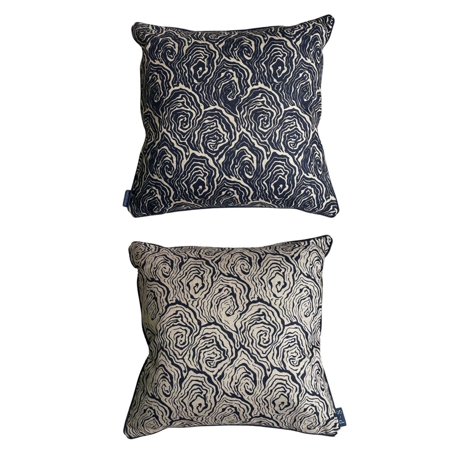 Oysters Monochrome Cushion in Cream and Black Linen