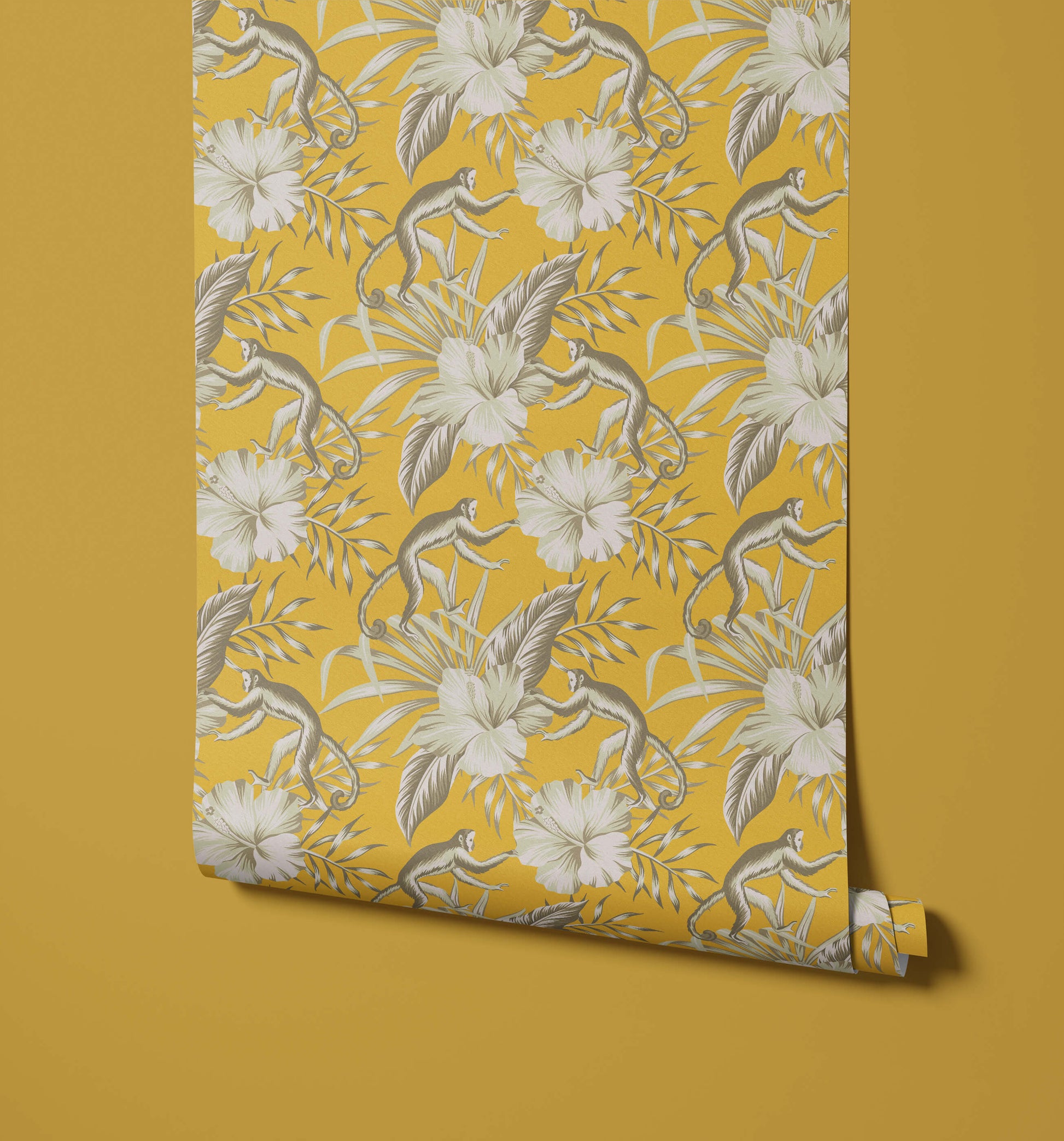 Monkey and Floral Wallpaper