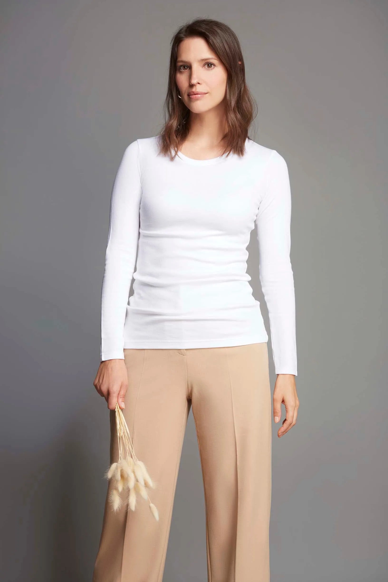 Women's Long Sleeve Crew Neck Cotton Modal Blend T-Shirt