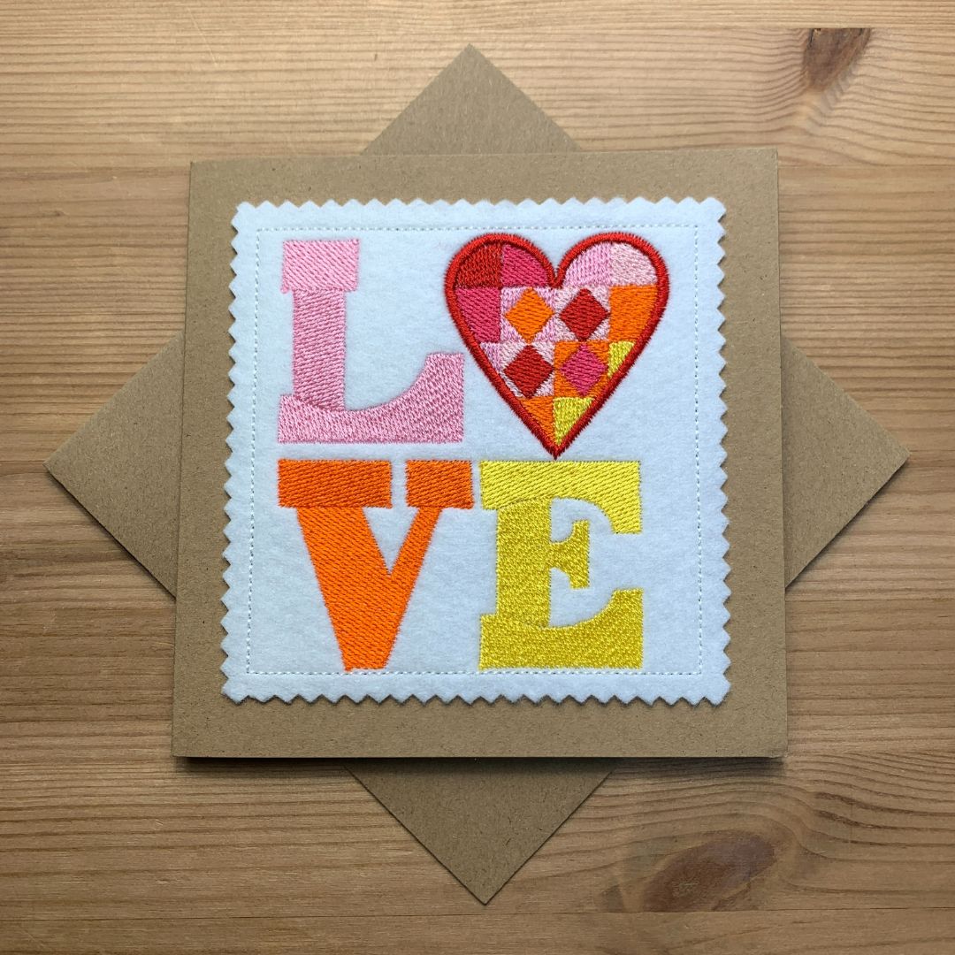 Love Quilting Embroidered Card