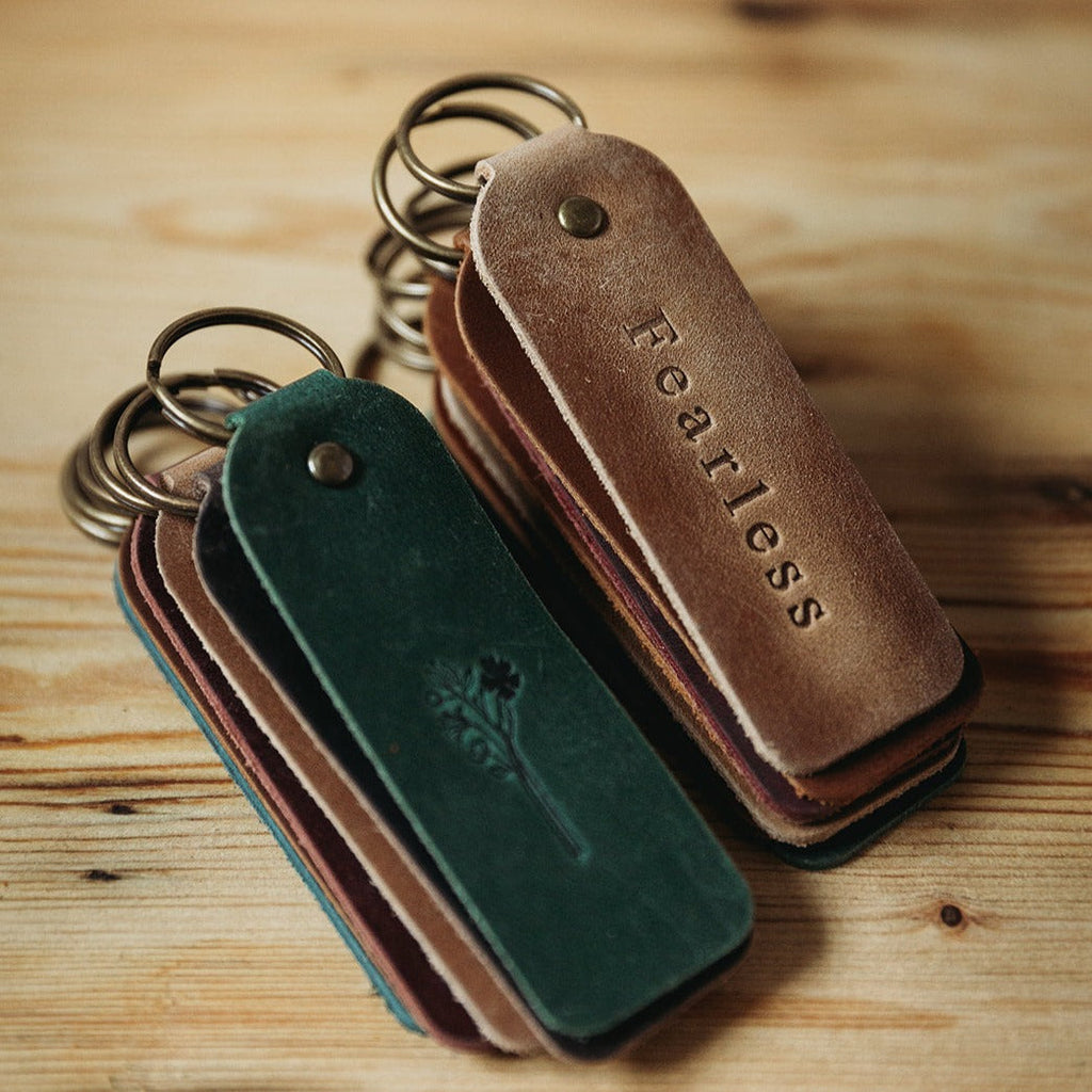 Encouraging Keyring with Handcrafted Leather