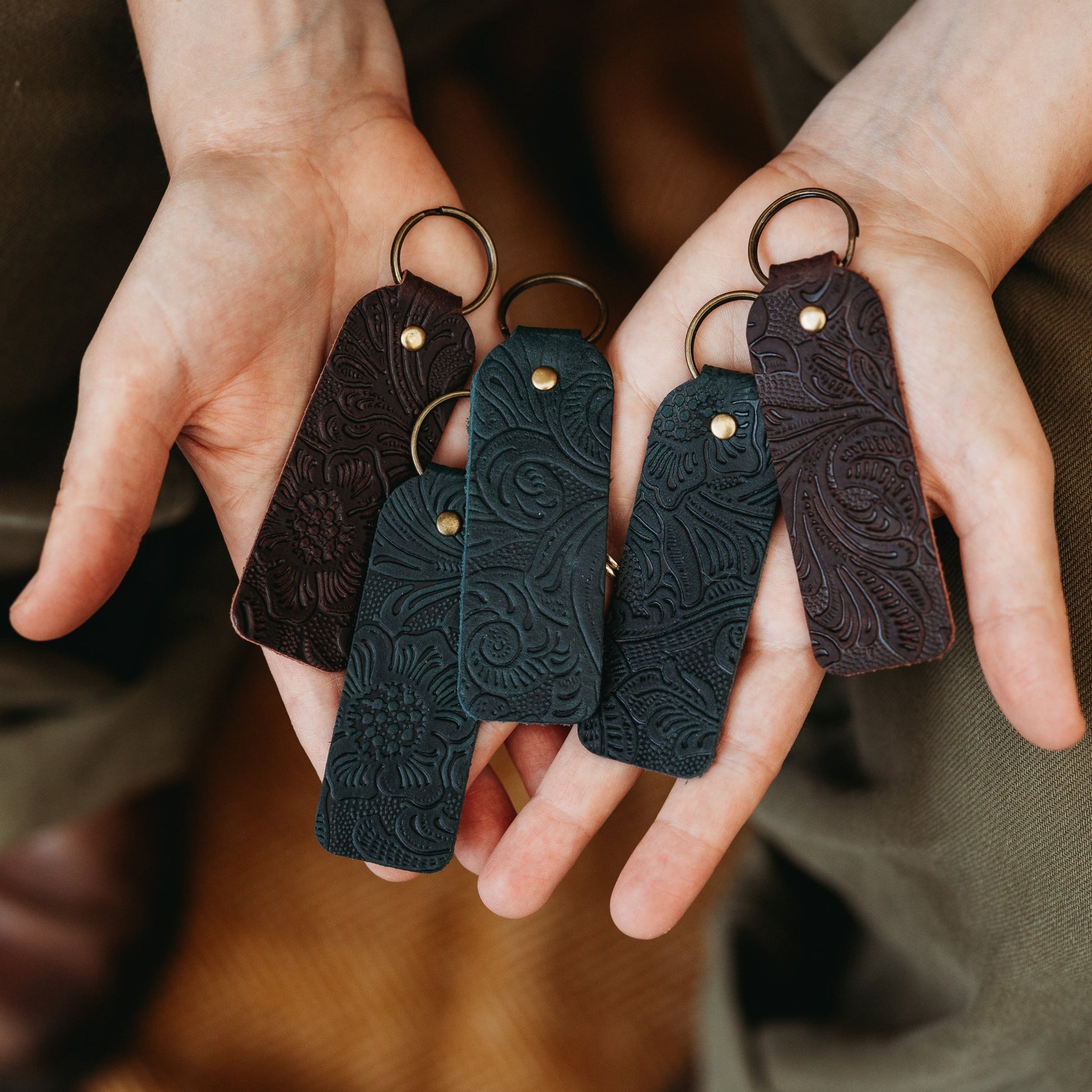 Botanical Leather Keyring