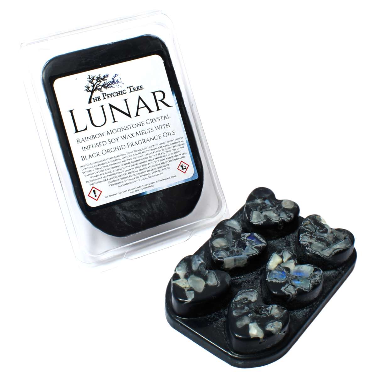 Crystal Infused Lunar Wax Melts with Moonstone and Black Orchid