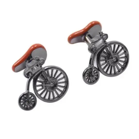 Retro Penny Farthing Bike Cufflinks in Black and Brown