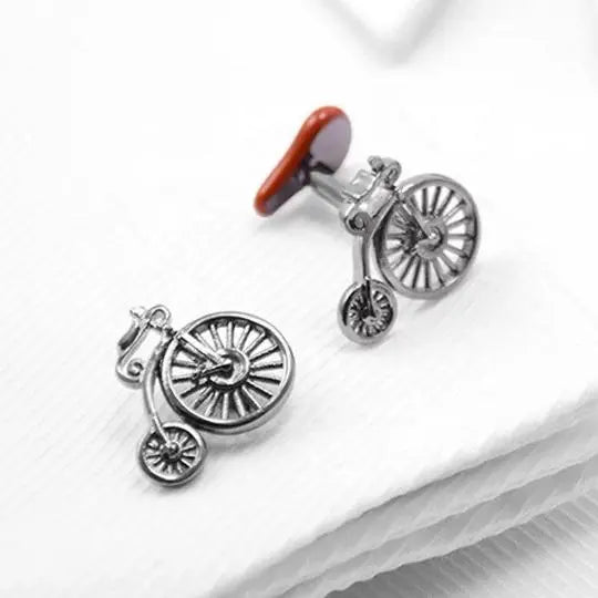 Retro Penny Farthing Bike Cufflinks in Black and Brown
