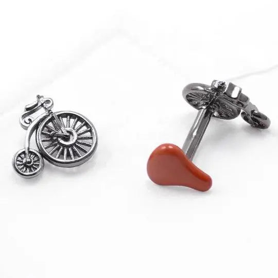 Retro Penny Farthing Bike Cufflinks in Black and Brown