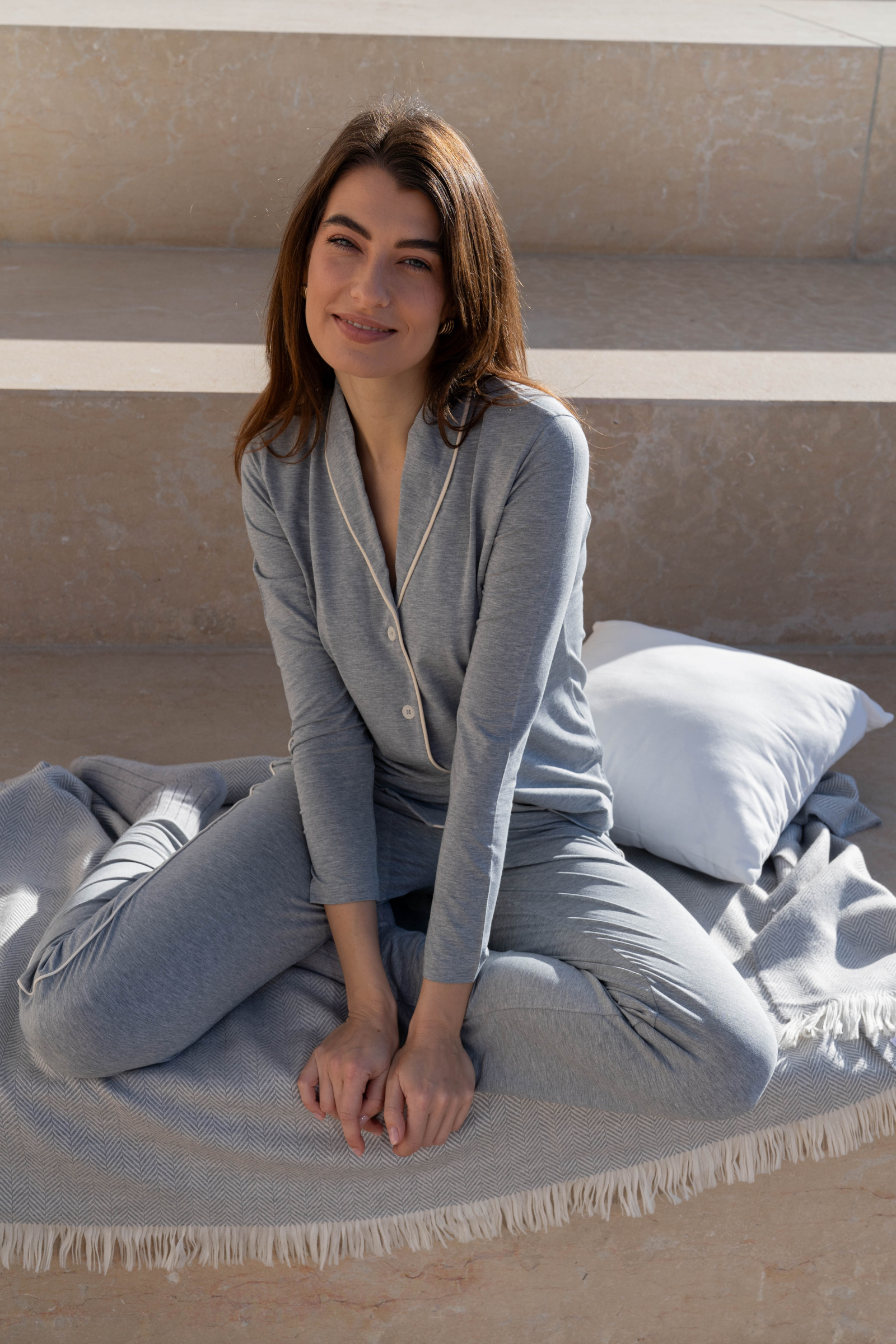 Shawl Collar Pyjama Set in Micromodal