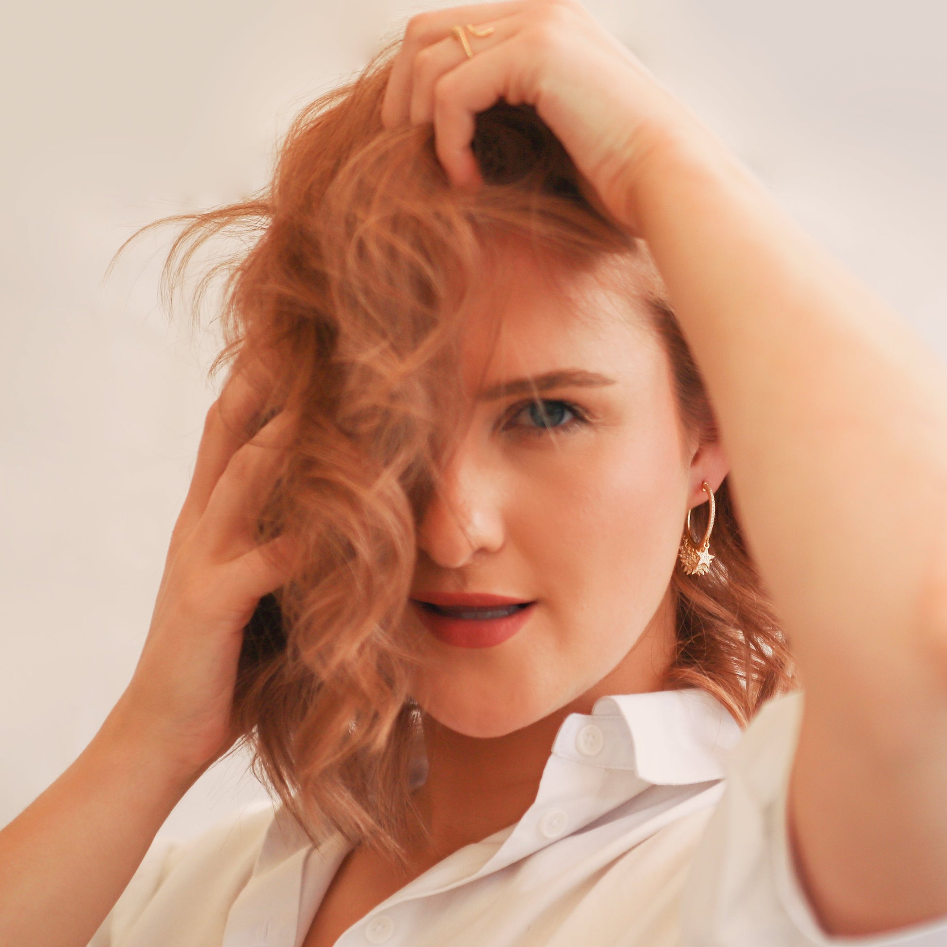 Lyra Star Hoop Earrings in 18K Gold Plated