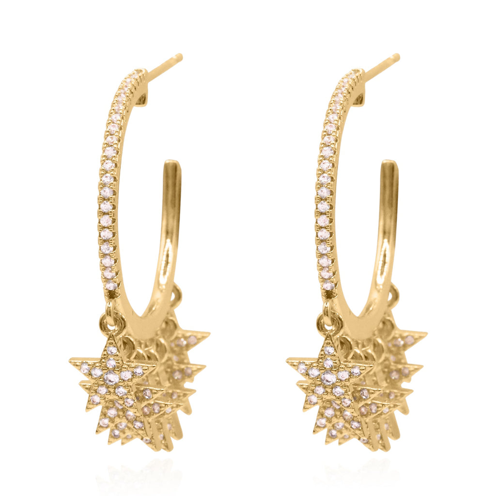 Lyra Star Hoop Earrings in 18K Gold Plated