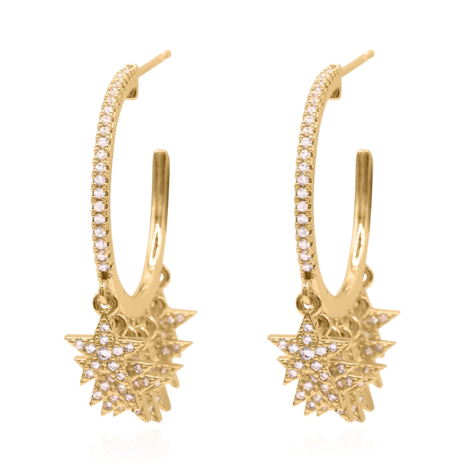 Lyra Star Hoop Earrings in 18K Gold Plated