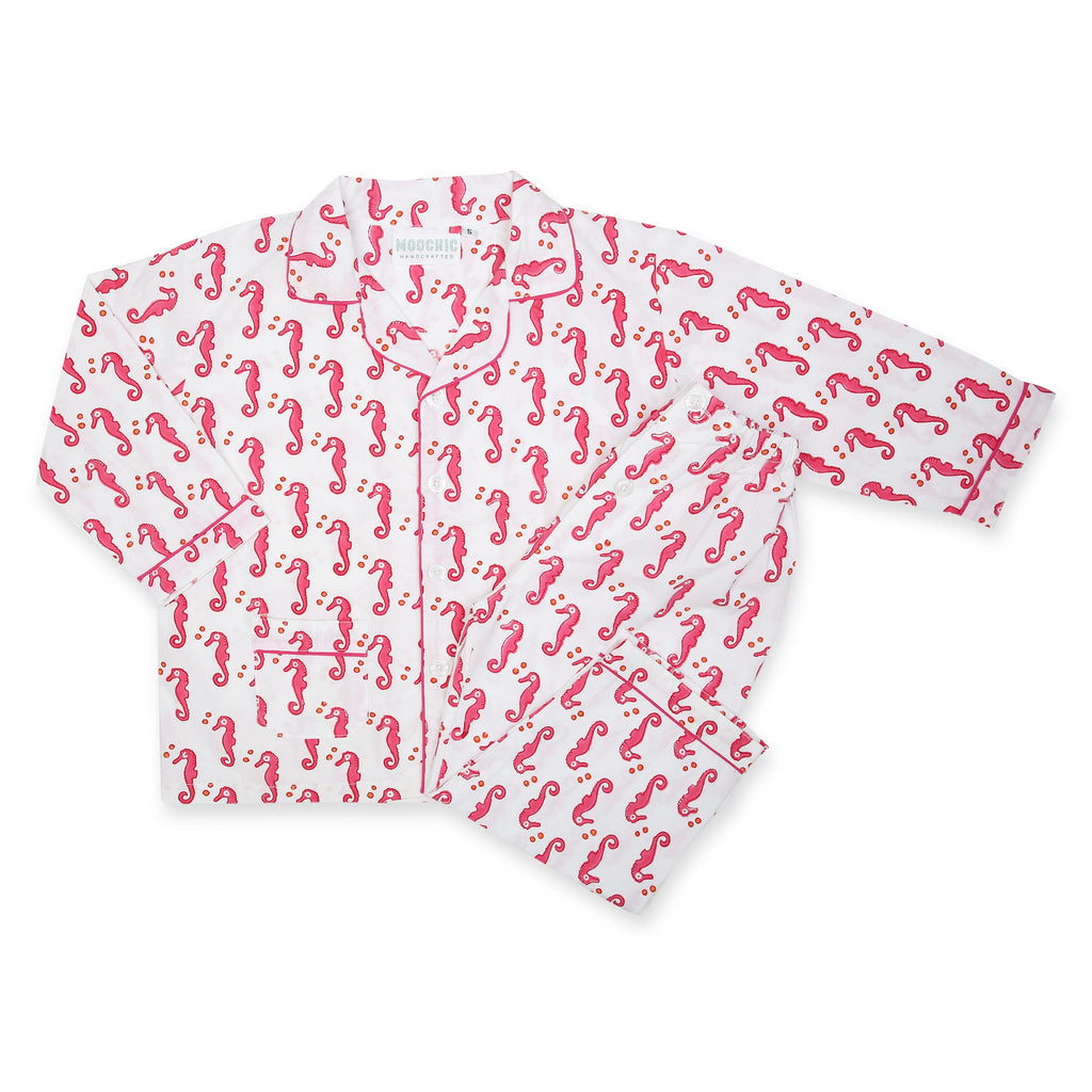 Sea Horse Children's Pyjamas in Pink or Blue