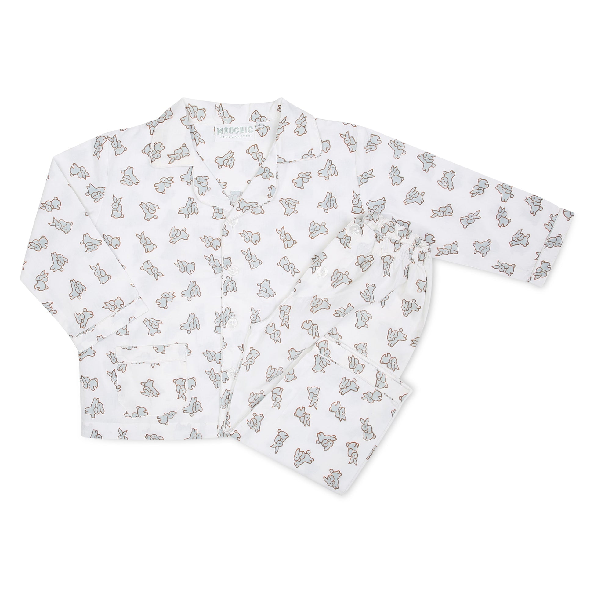 Rabbit Children's Pyjamas in Soft Brown and Grey