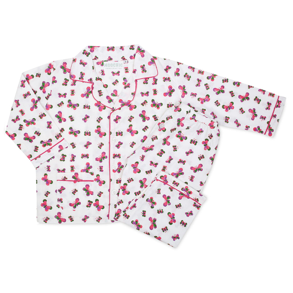 Butterfly Children's Pyjamas in Pink, Purple and Green