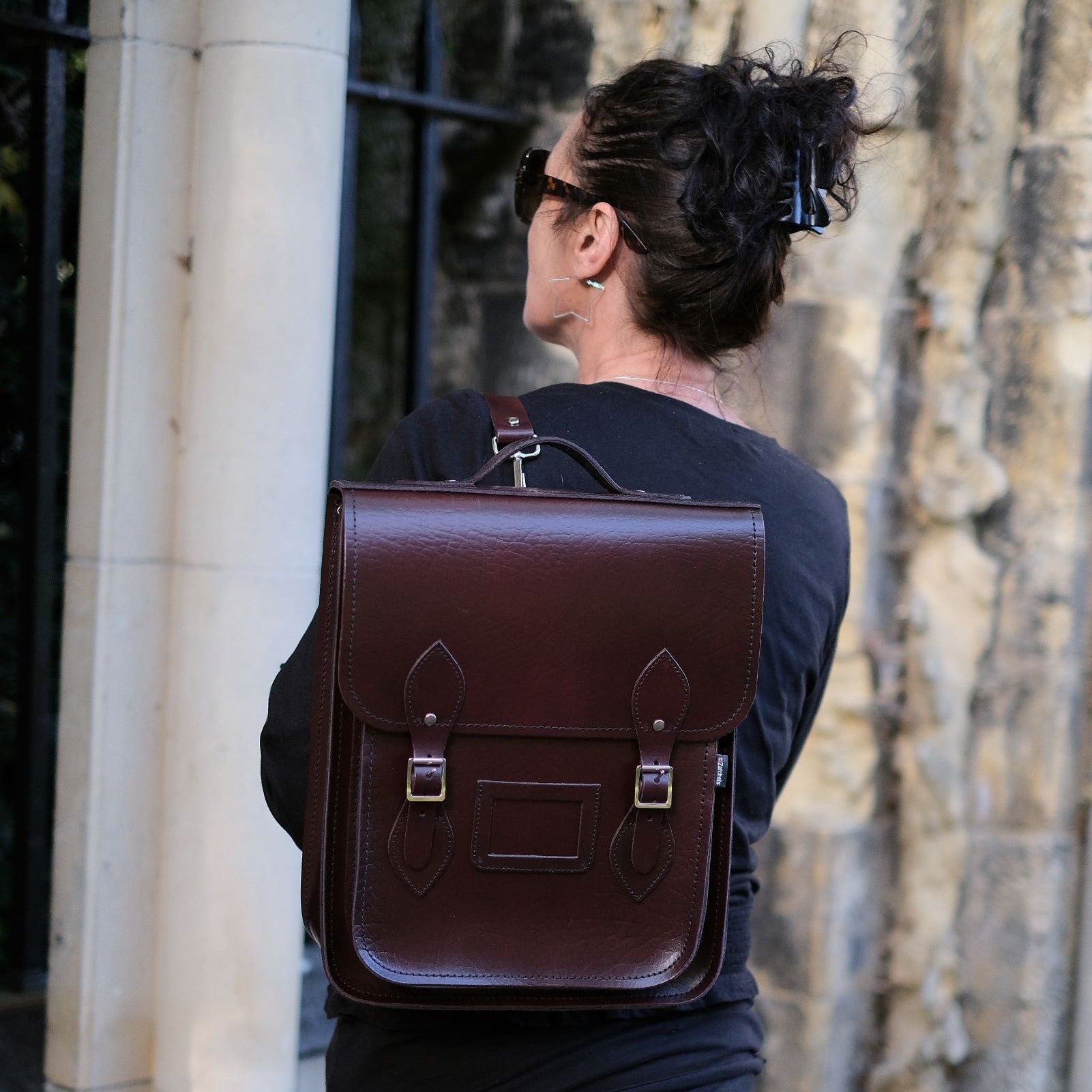 Handmade Leather City Backpack in Marsala Red