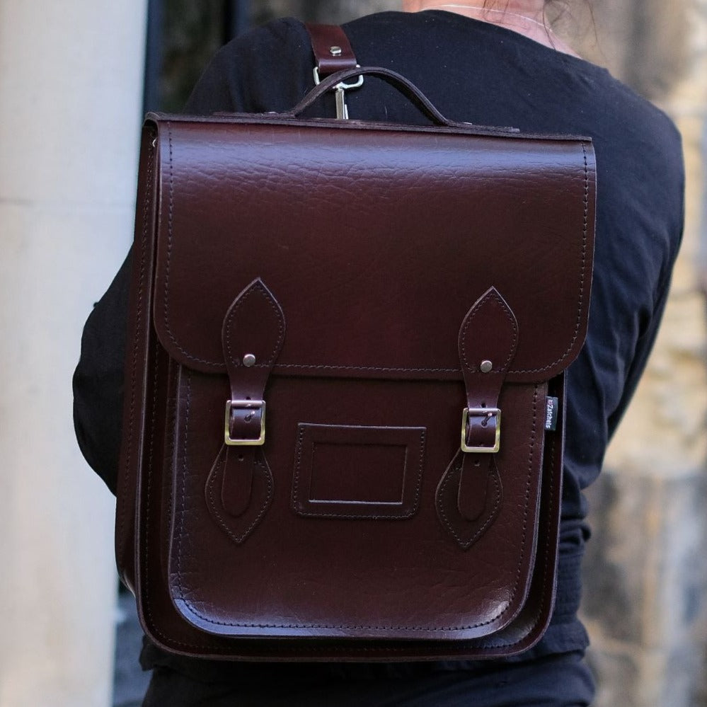 Handmade Leather City Backpack in British Racing Green