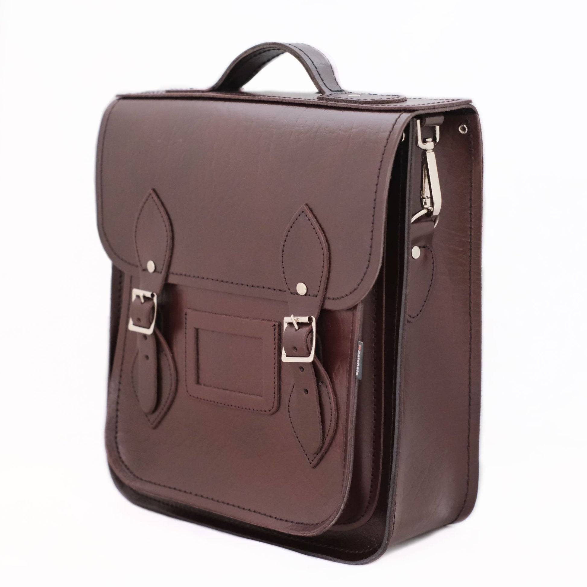 Handmade Leather City Backpack in Marsala Red