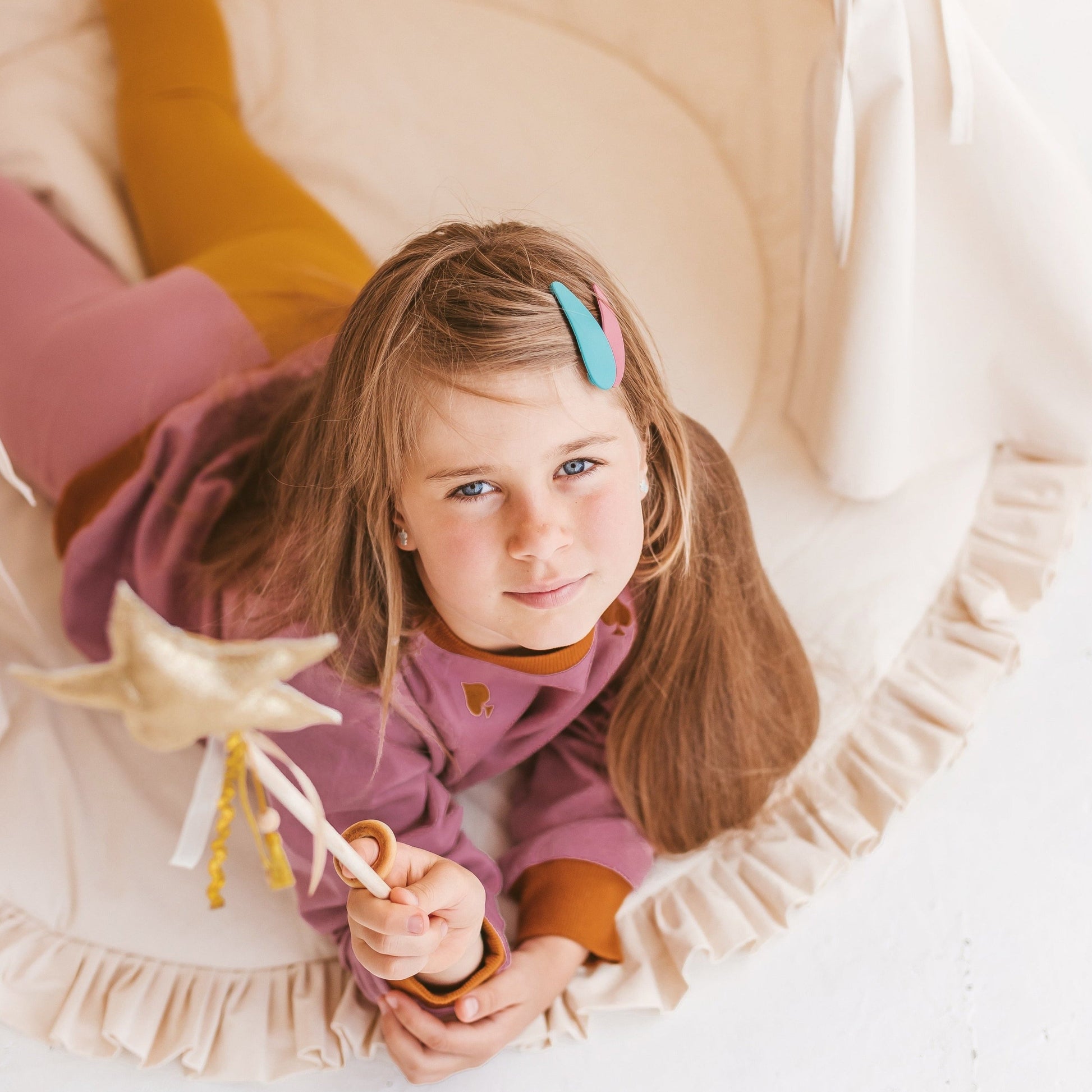 Kids Playmat with Ruffled Border in Ecru