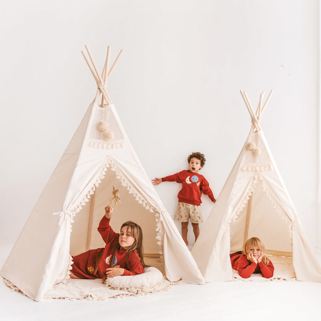 Extra Large Indoor Teepee Tent with Tassels Decor