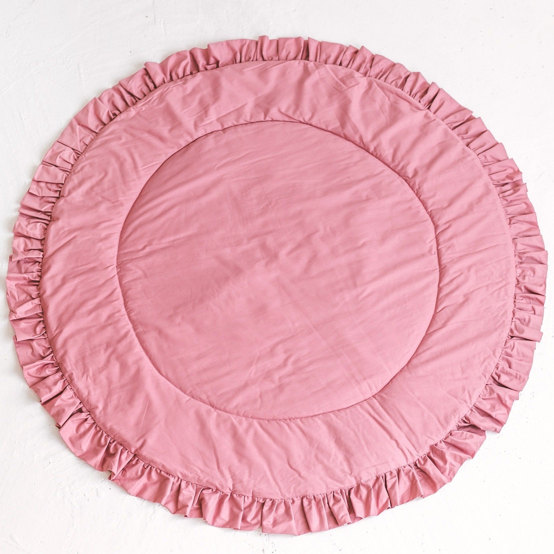Kids Playmat with Ruffled Border in Rose
