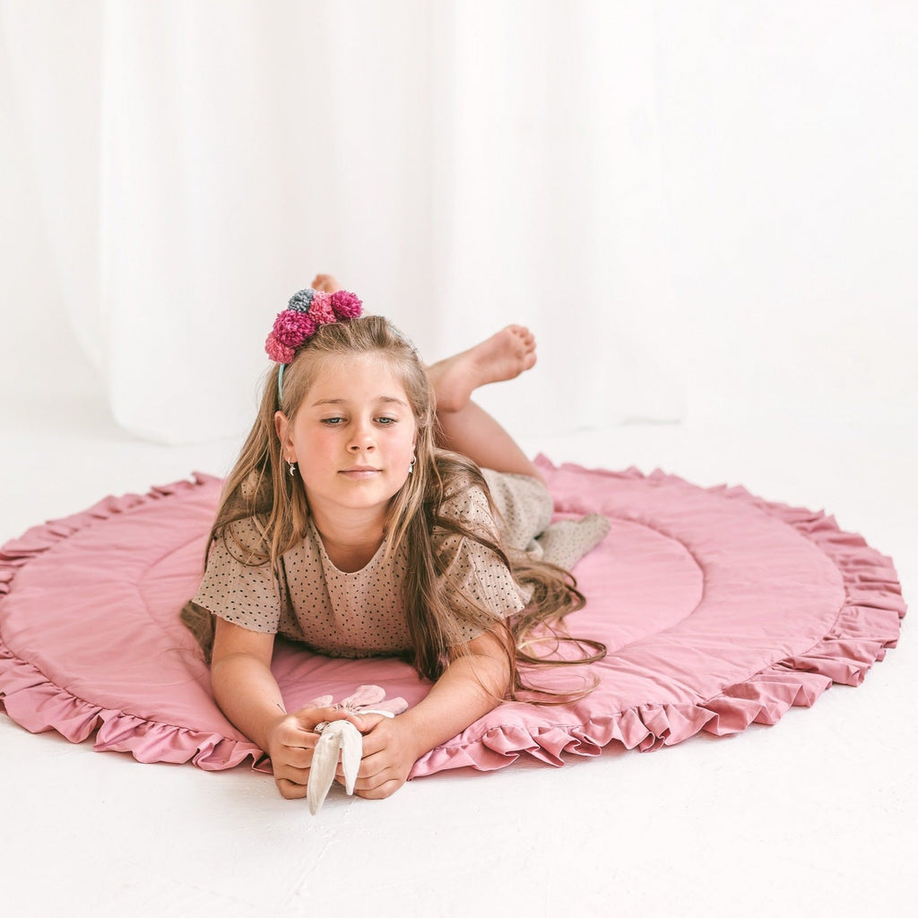 Kids Playmat with Ruffled Border in Rose