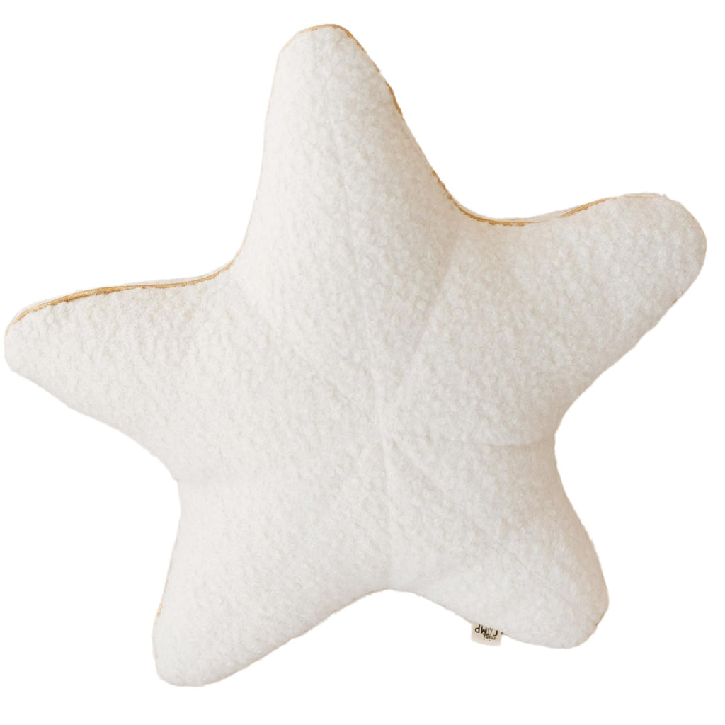 Ecru Boucle Starfish Cushion with Golden Trim