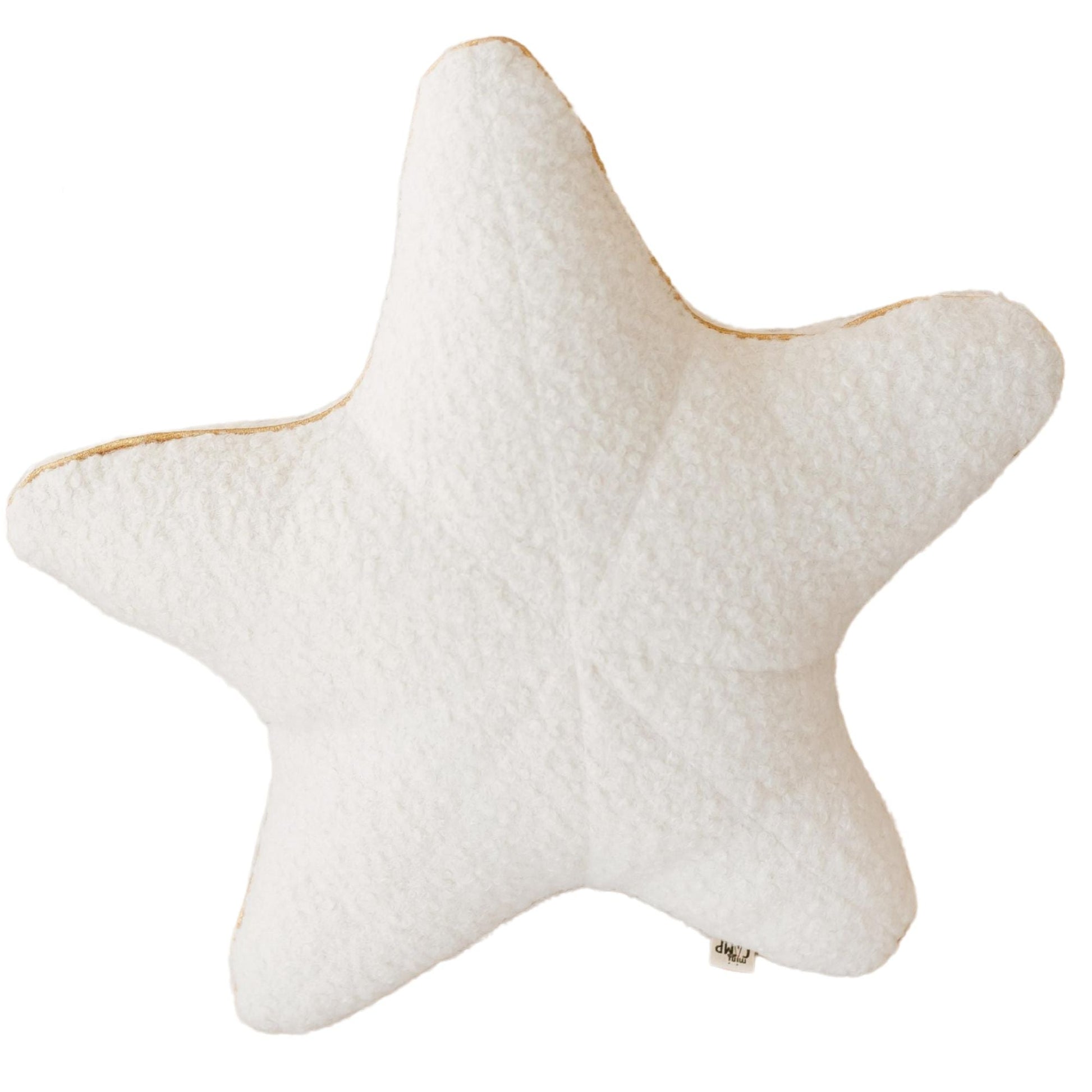 Ecru Boucle Starfish Cushion with Golden Trim