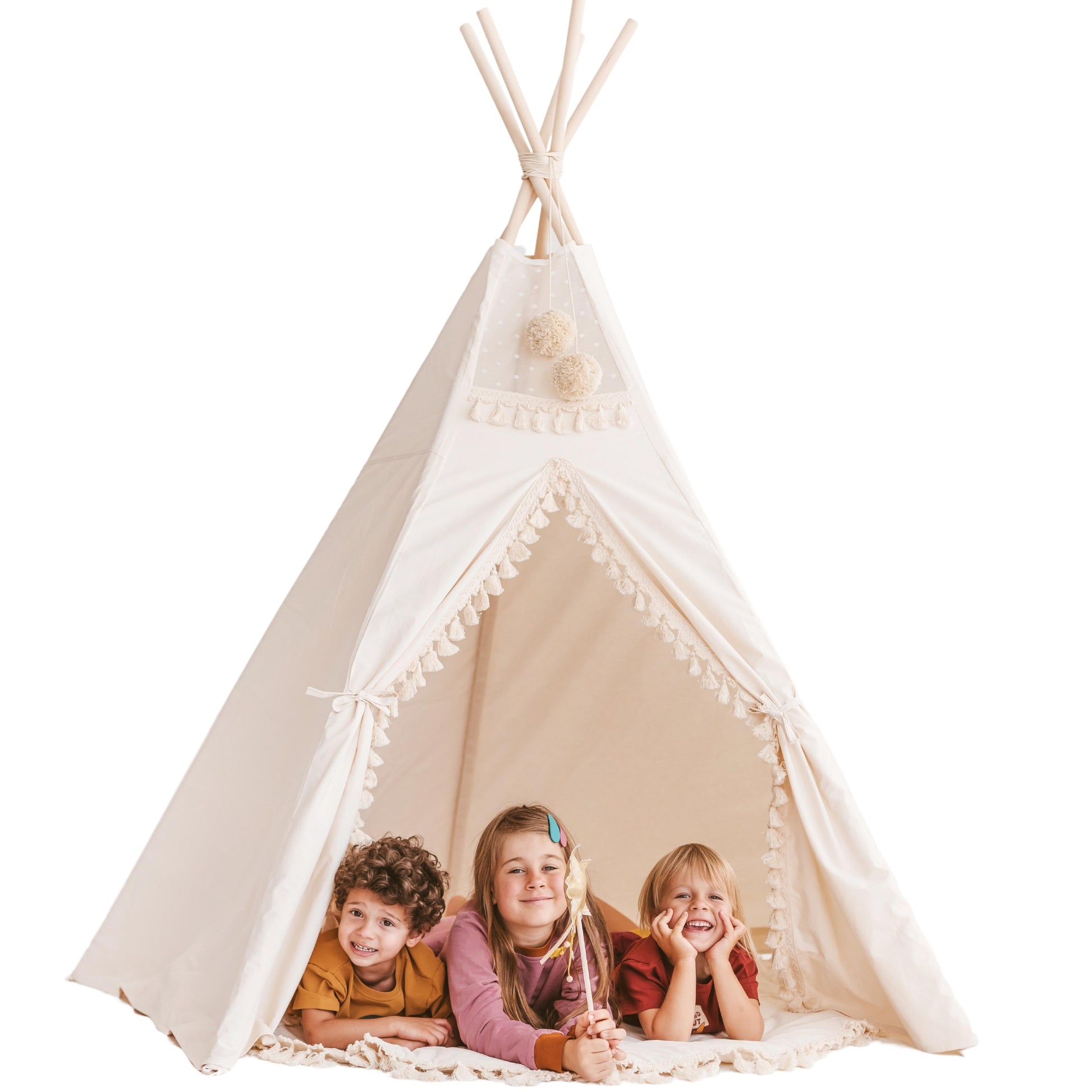 Extra Large Indoor Teepee Tent with Tassels Decor
