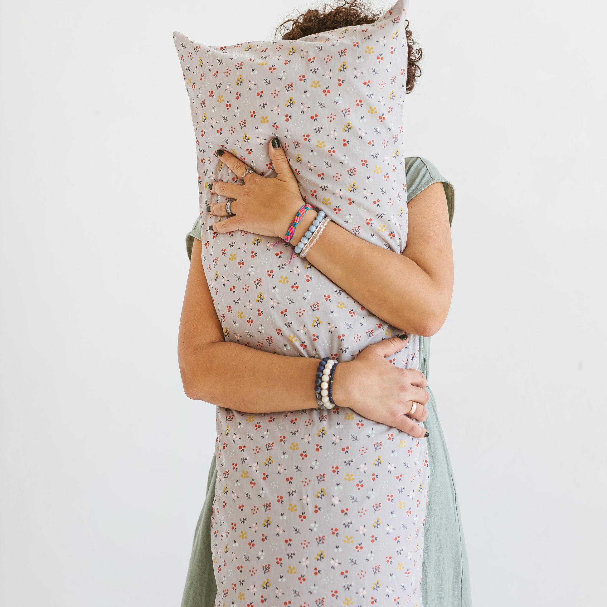 Full Body Maternity Pillow with Organic Floral Print Cover