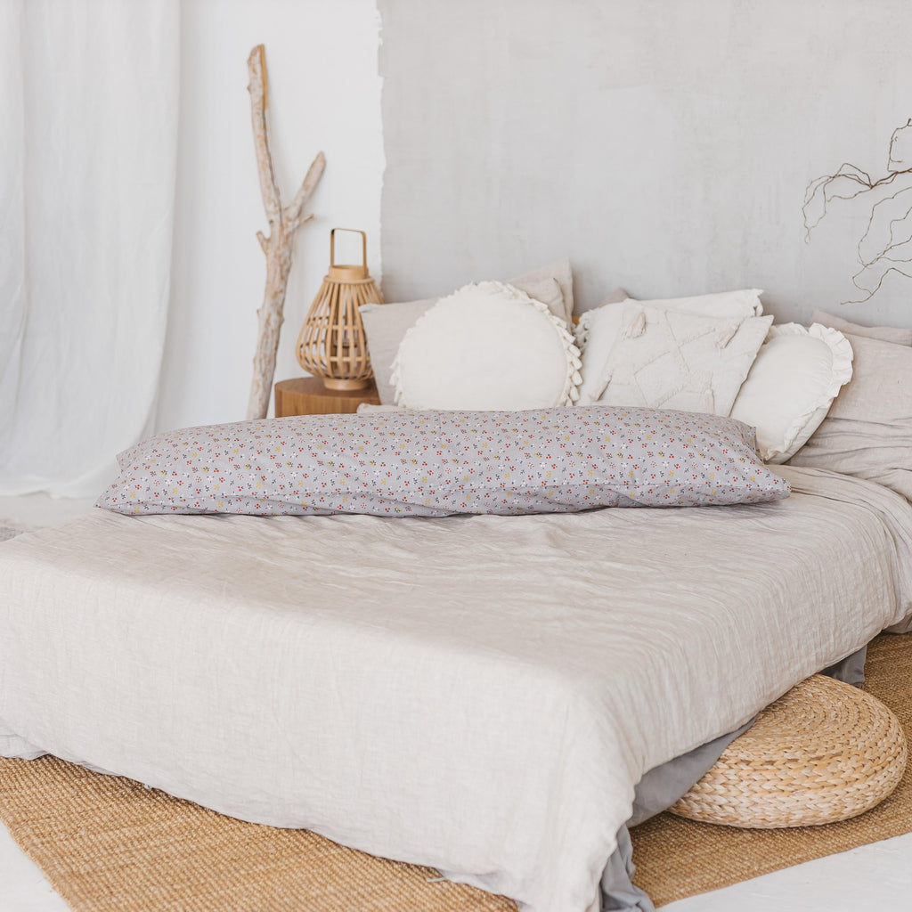 Full Body Maternity Pillow with Organic Floral Print Cover