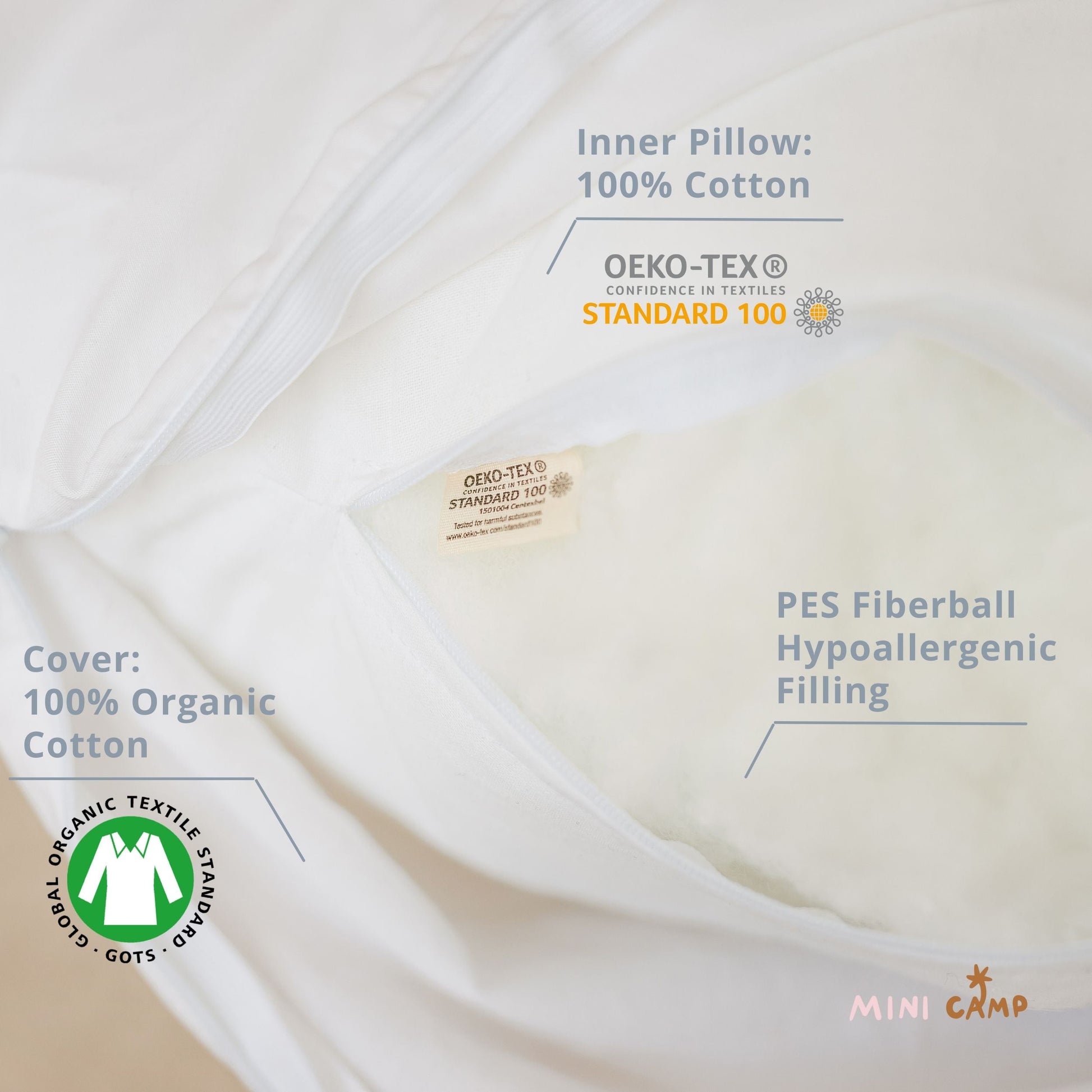 C Shape Baby Feeding and Pregnancy Pillow with Organic White Cover
