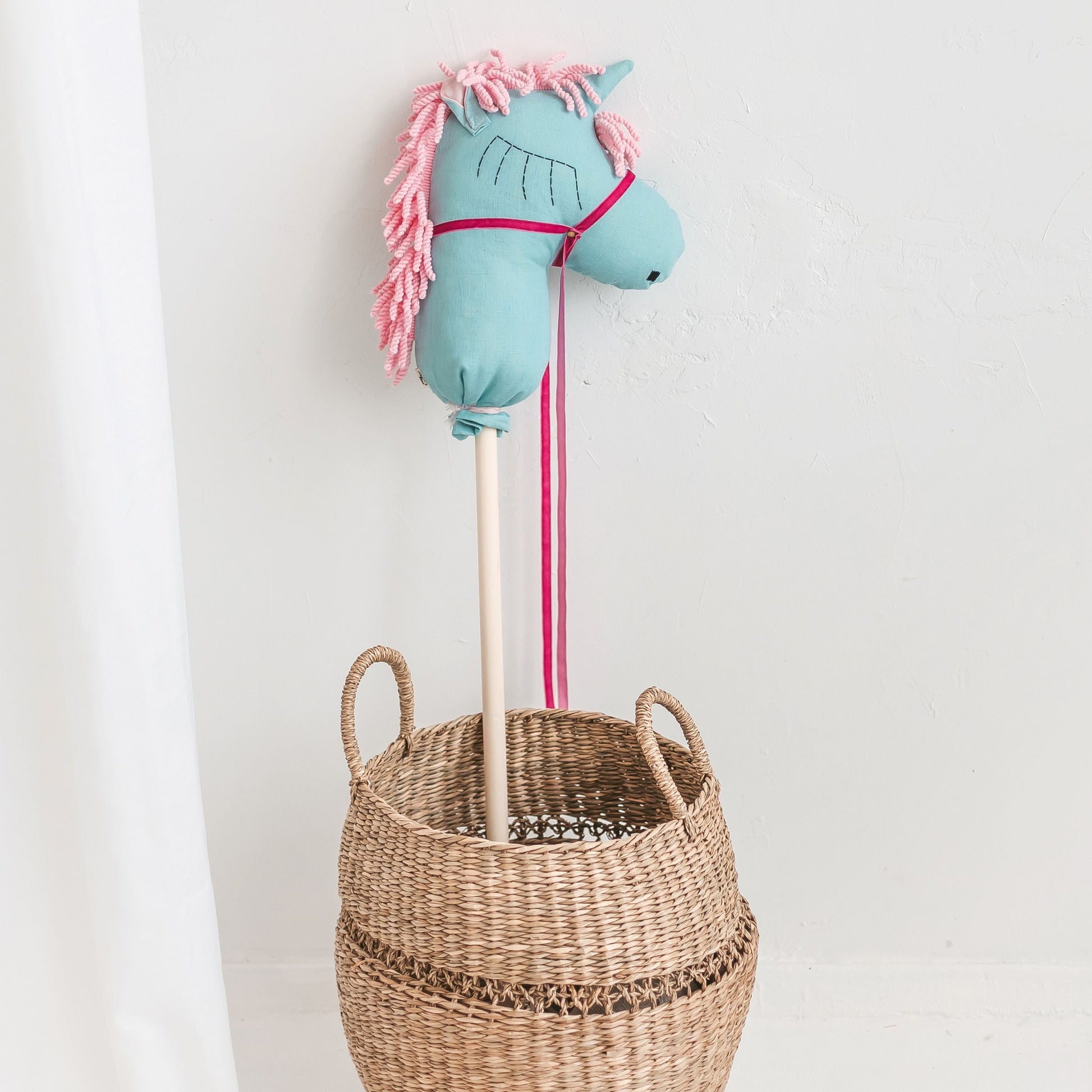 Unicorn Hobby Horse Stick Toy in Turquoise
