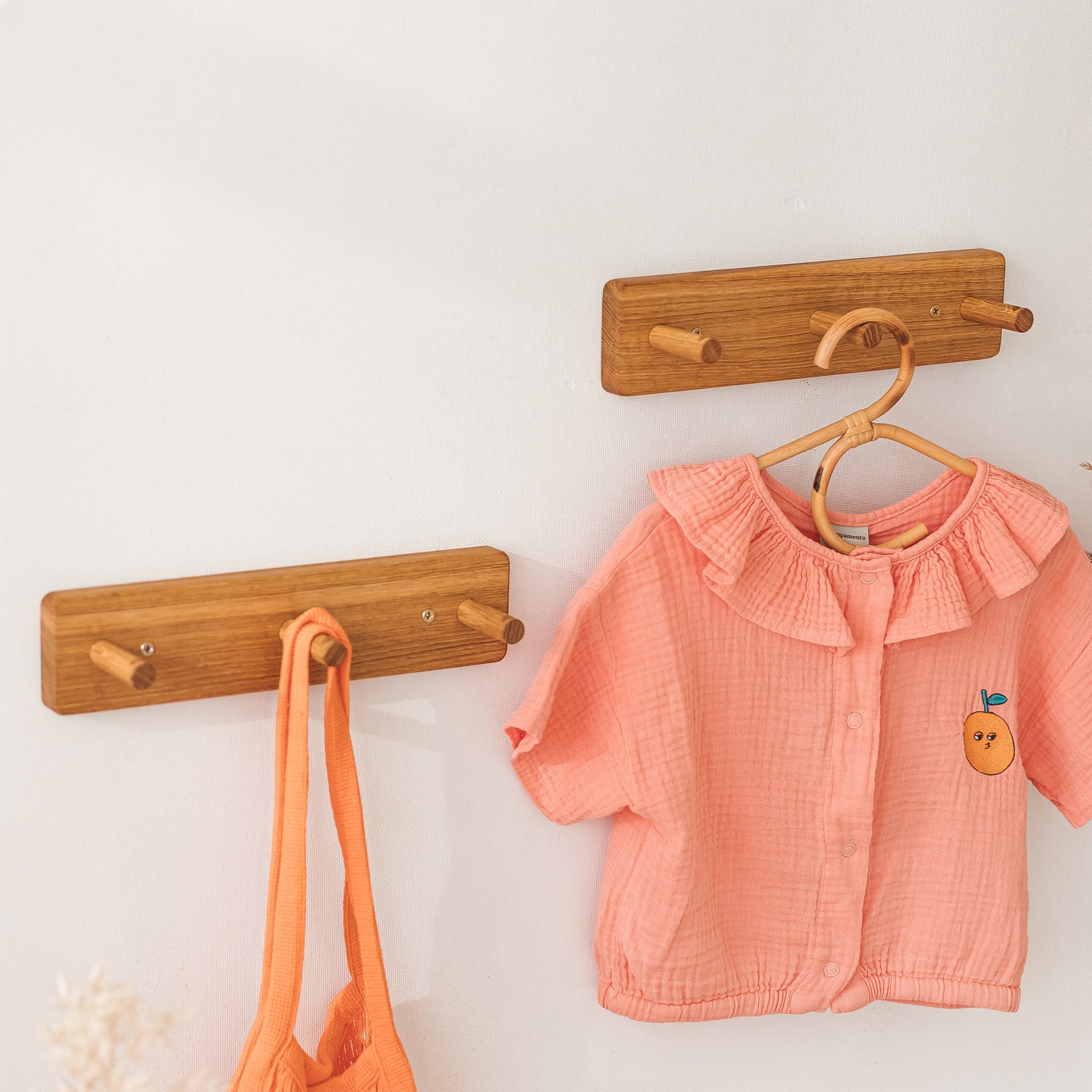 Solid Oak Peg Rail Hanger Pack of 2