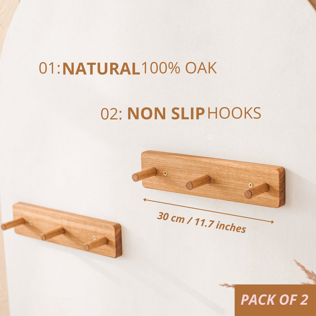 Solid Oak Peg Rail Hanger Pack of 2