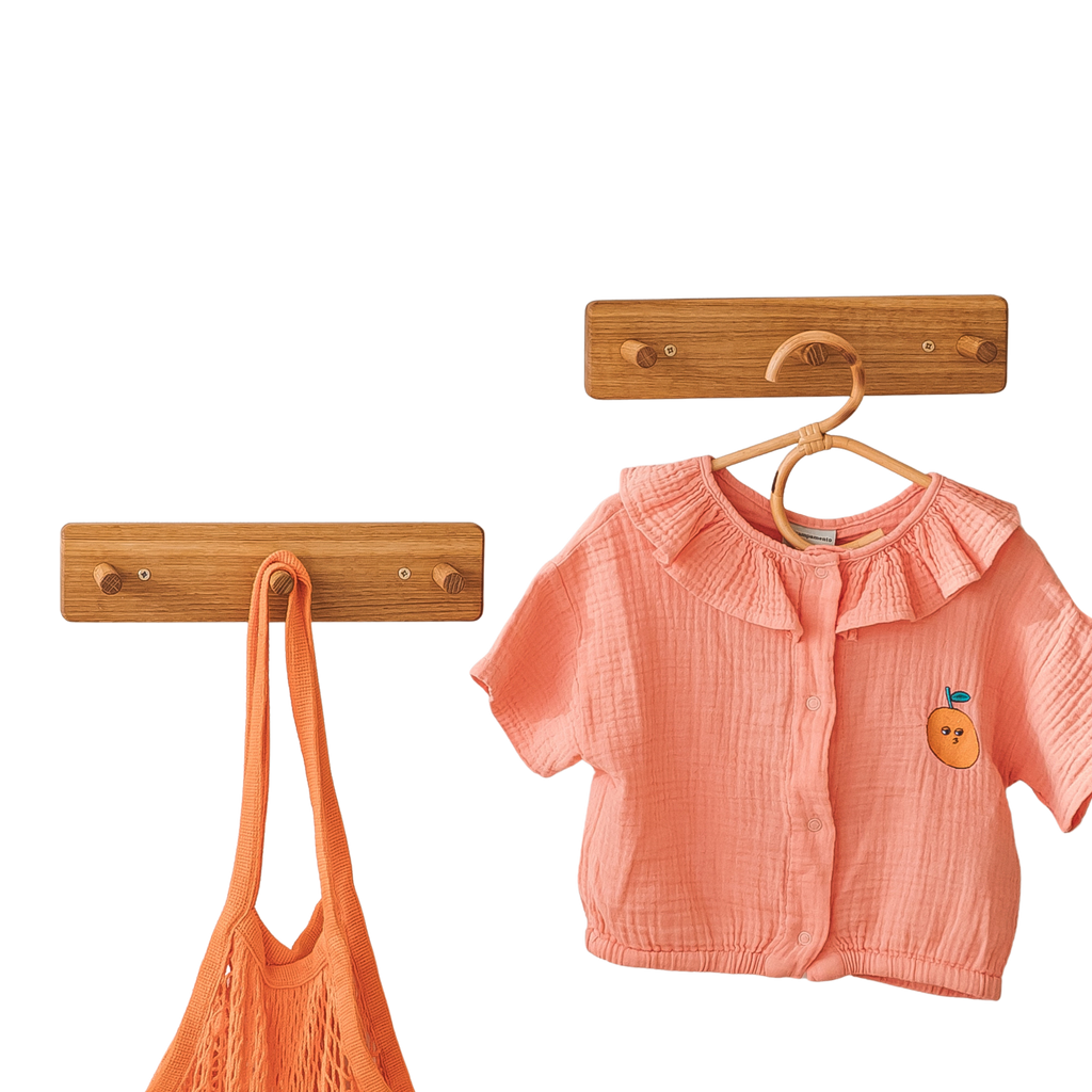 Solid Oak Peg Rail Hanger Pack of 2