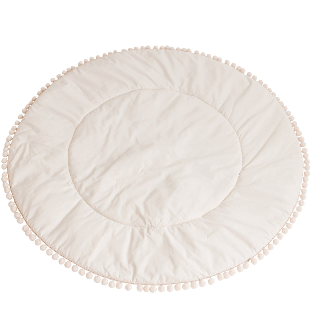 Kids Playmat with Pompom Border in Ecru