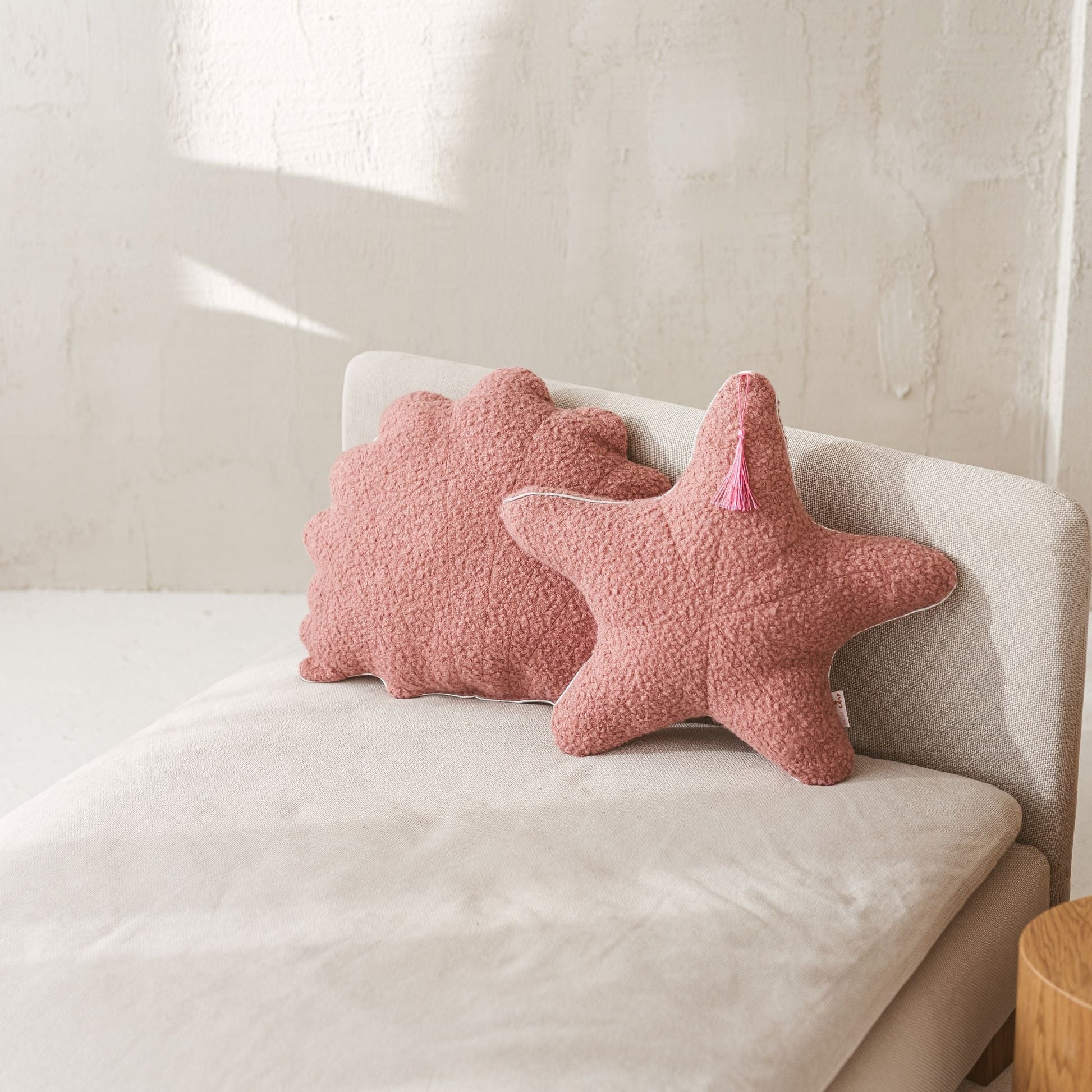 Rose Boucle Starfish Cushion with Metallic Trim