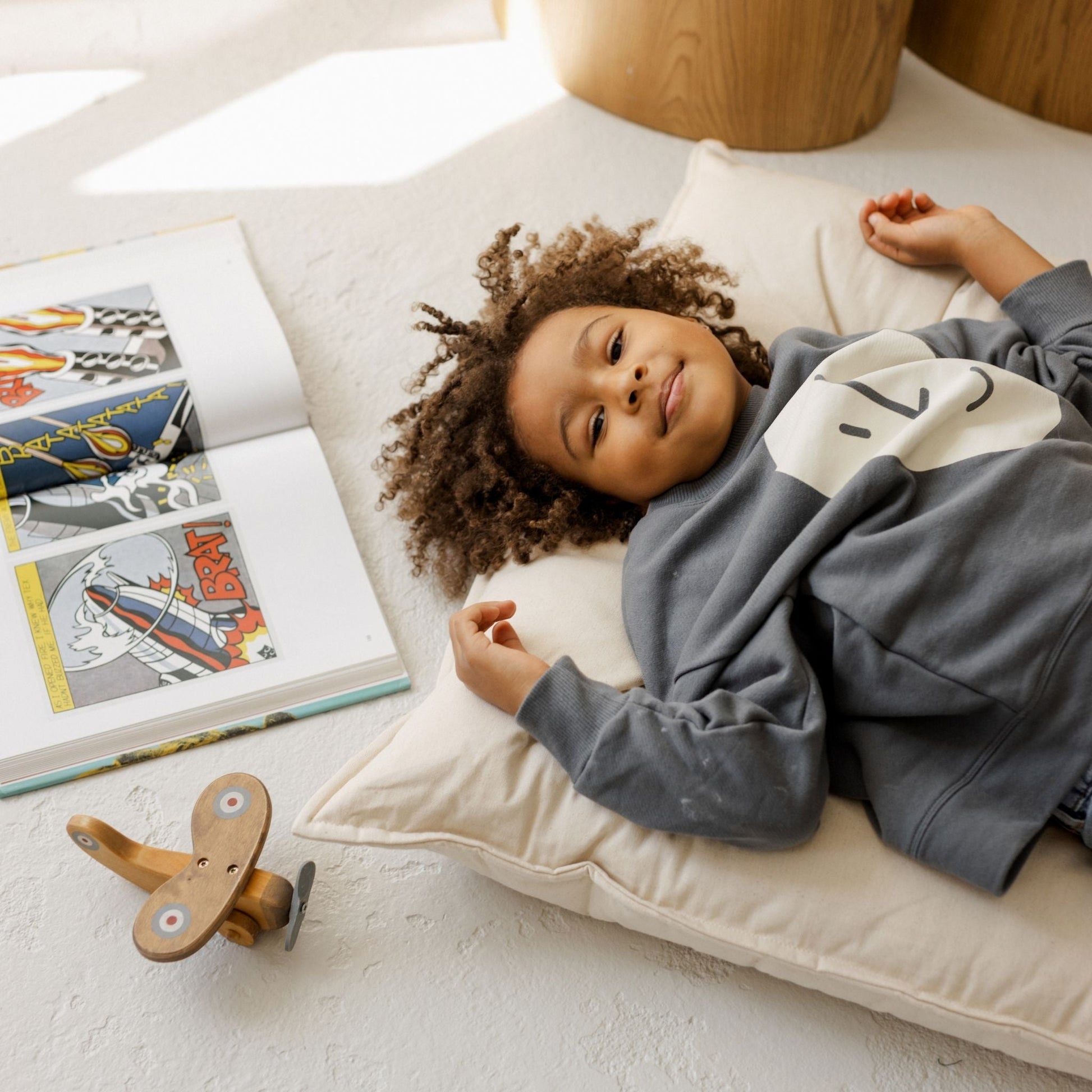 Tufted Canvas Floor Cushion in Natural Ecru, French Style