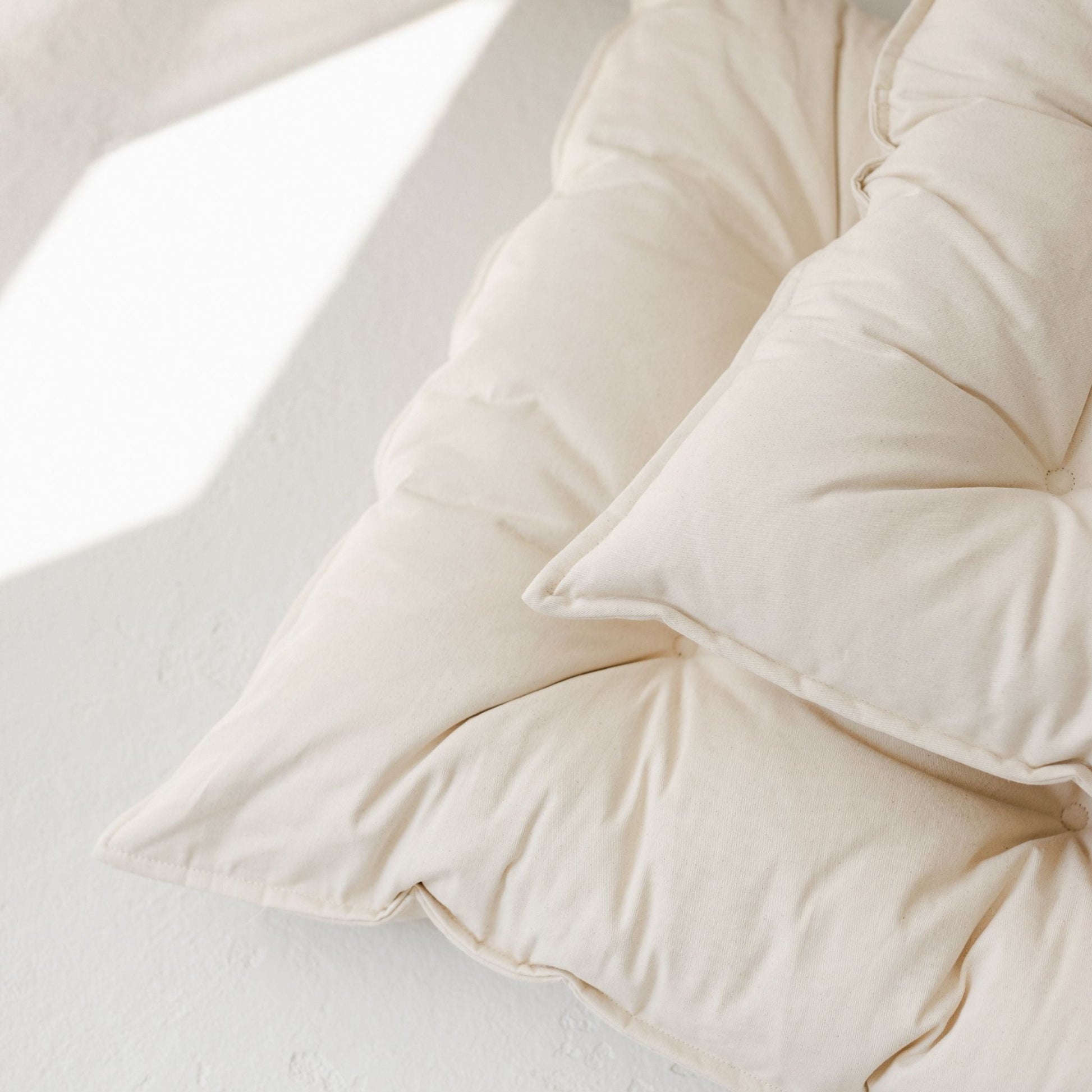 Tufted Canvas Floor Cushion in Natural Ecru, French Style