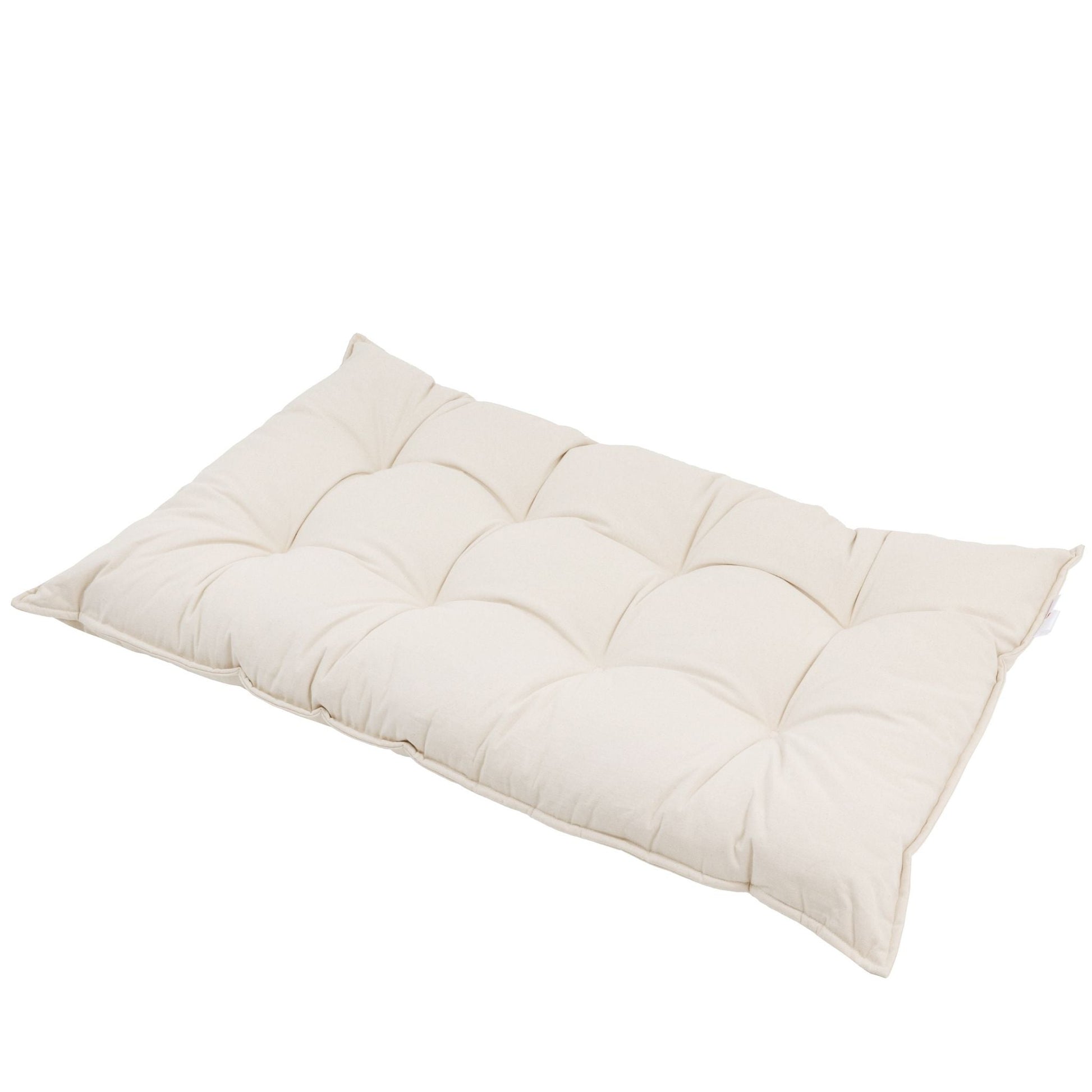 Tufted Canvas Floor Cushion in Natural Ecru, French Style