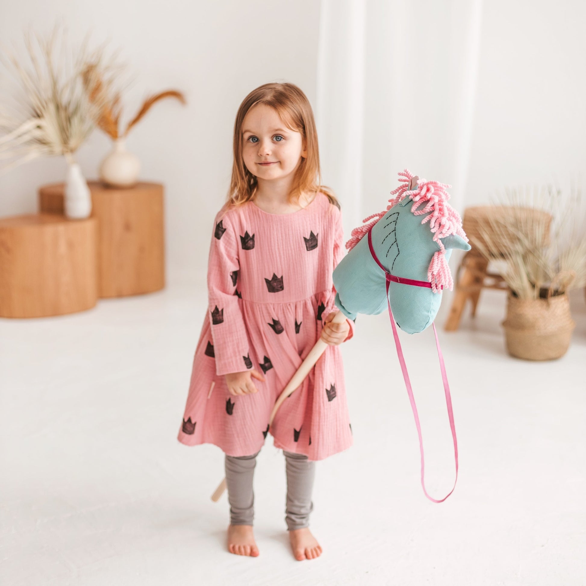 Unicorn Hobby Horse Stick Toy in Turquoise