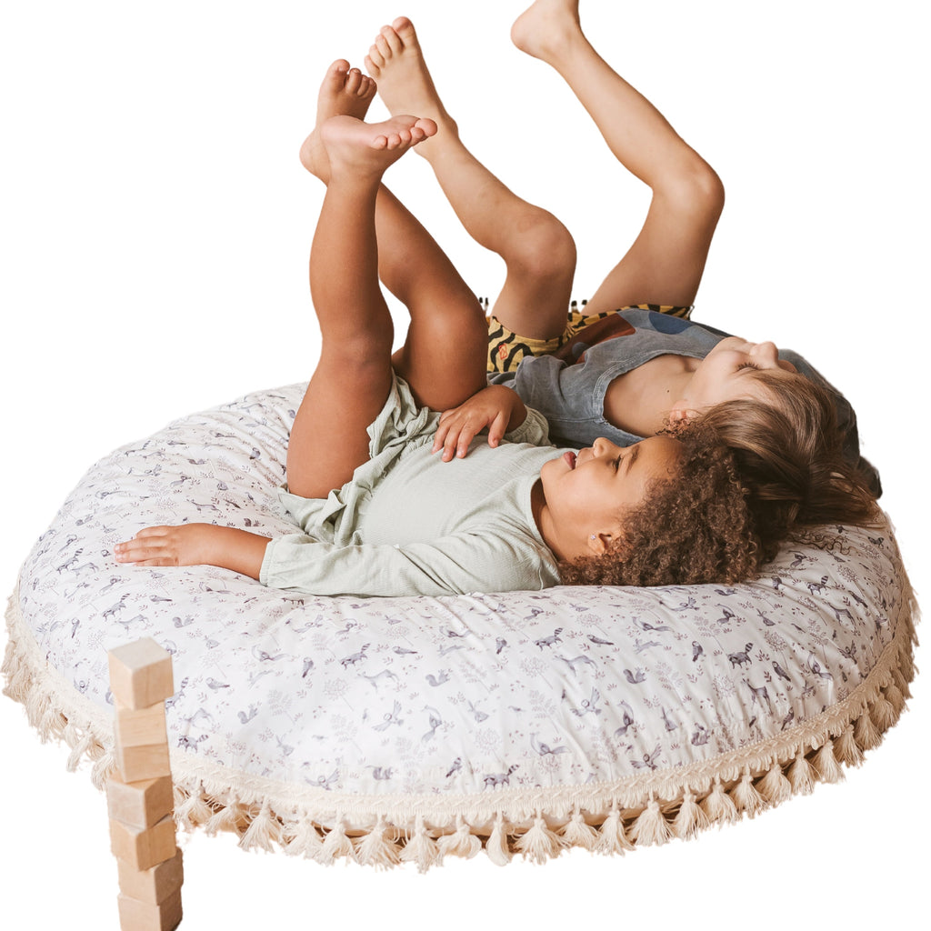 Large Kids Floor Cushion in Forest Animal Pattern