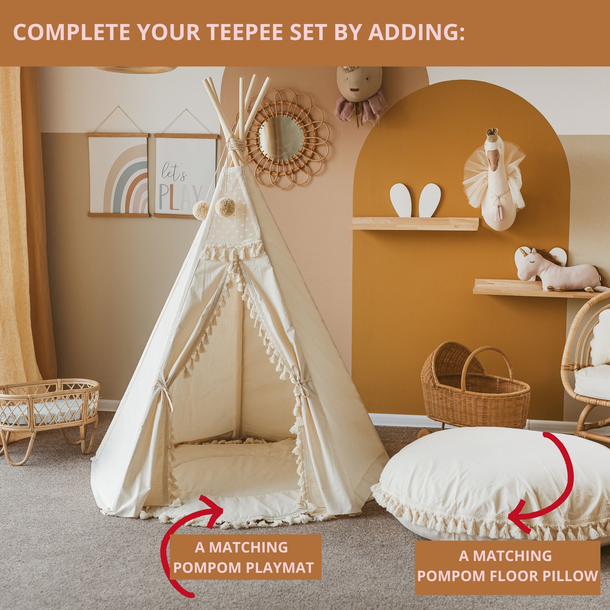Boho Kids Teepee with Tassels