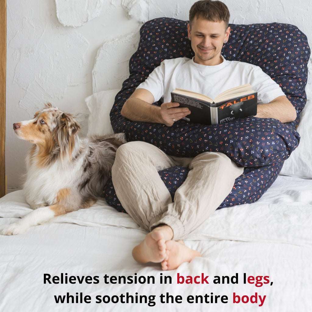 Navy Blue U Shaped Body Pillow with Organic Cotton Cover